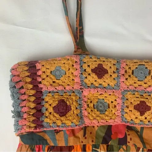 Farm Rio size XL Anthropologie crochet tiger tropical midi dress toucan hawaii