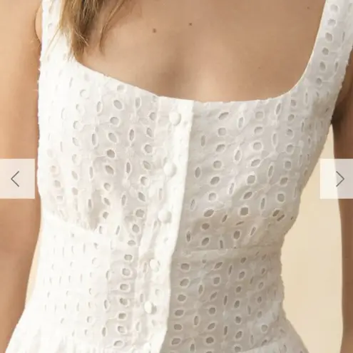 RIHOAS The Square Neck Tiered Hem Midi Dress 22 White Size M