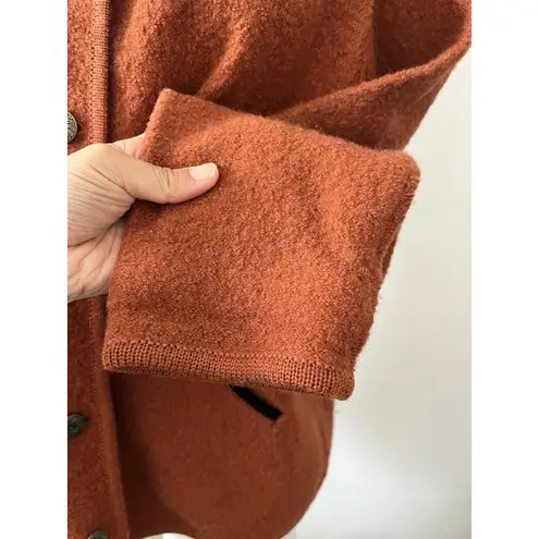 Vintage 80s Skyr wool Orange rust black Fur Collar long sleeve Shacket Large