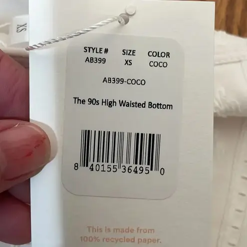 ANDIE Bikini Set Delray Top 90s High Waisted Bottom Bikini blue cream sz XS NWT