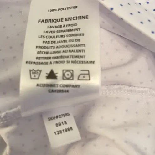 FootJoy Golf Shirt Polo Womens Large 3/4 Sleeve White Blue Dot Greenbrier Logo