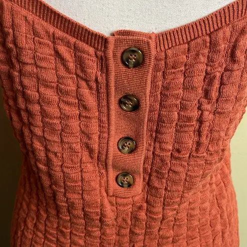 Free People  Beach Short & Sweet Orange Knit Mini Dress Button Back, size large