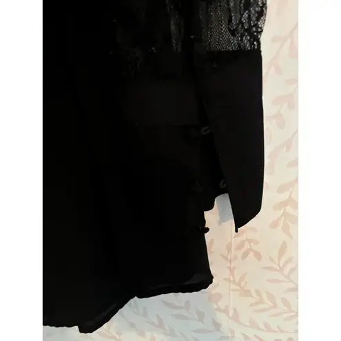 Catherine Malandrino Elegant Black Lace Sleeve Blouse L