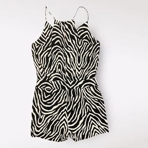 ViX Paula Hermanny Fiorella Black Nora Mini Romper Zebra Print NWOT Size M Size M