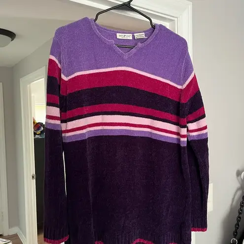 White Stag Purple and Pink Striped Women's Sweater