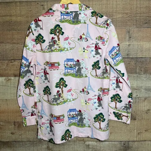 Nick & Nora Pajama Set Womens Medium Dogs Lover Poodles Novelty Paris