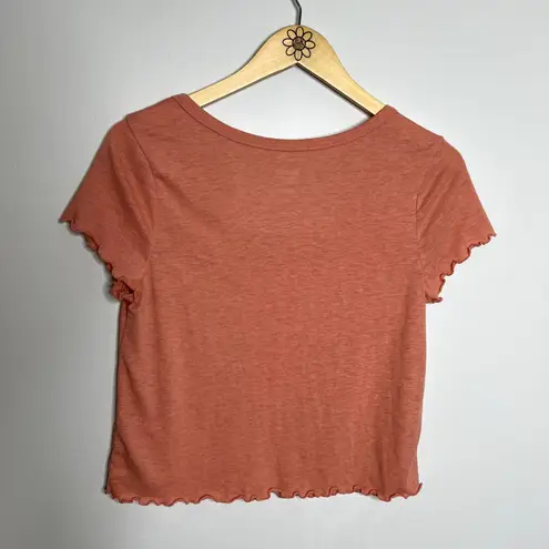 Mossimo Supply Co Pink Short Sleeve Ruffle Top