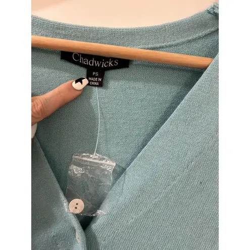 Chadwick's Women's Button Front Cardigan Blue Size Petite Small PS New