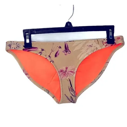 Triangl  Floral Neoprene Swim Bottoms Large – Tan/Purple Pink Pattern, EUC