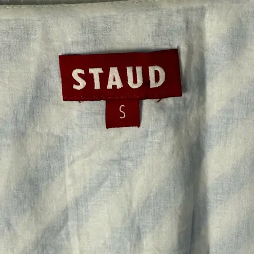 STAUD Jodie Midi Wrap Dress in Sea Stripe S