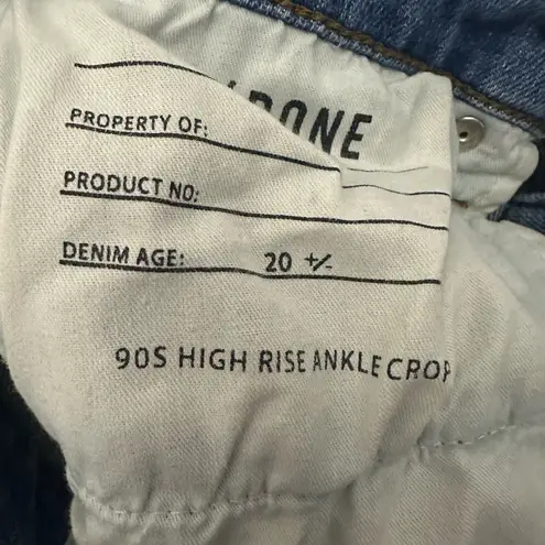 RE/DONE 90s High Rise Ankle Crop Jeans Size 31 Distressed Light Wash Button Fly