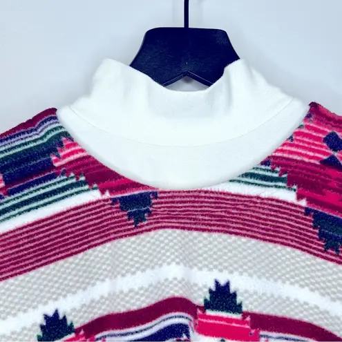 Blair Scandia Fleece Long Sleeve Tunic Top Aztec Print Mock Turtleneck Size M