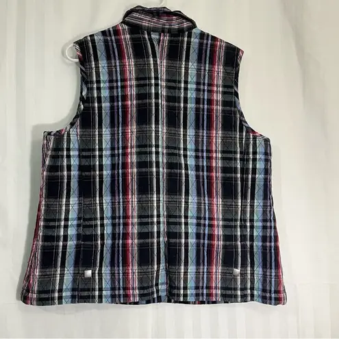 cj banks Multicolor Plaid Quilted Snap Front Vest Women’s Plus Size 1X