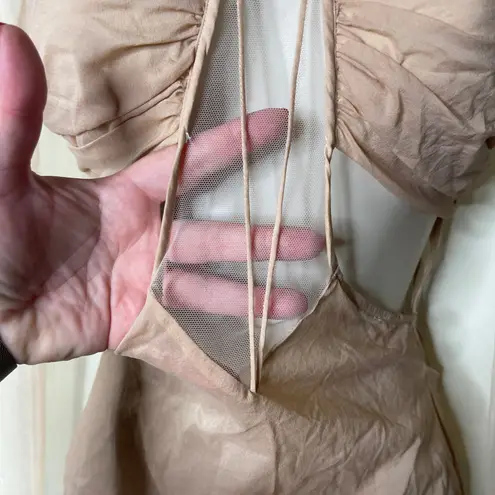 Nensi Dojaka Gathered Long Sleeve Bra Top In Sable Tan Sz XS