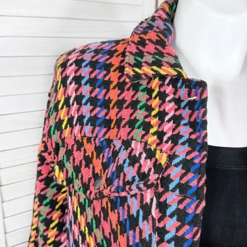 Spoon Jeans Houndstooth Tweed Rainbow Multicolor Shacket 1X Trucker Button