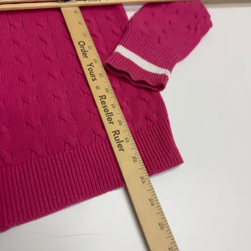 Ralph Lauren Lauren  Cardigan Womens Large Pink Cable Knit Zip Up Sweater Preppy