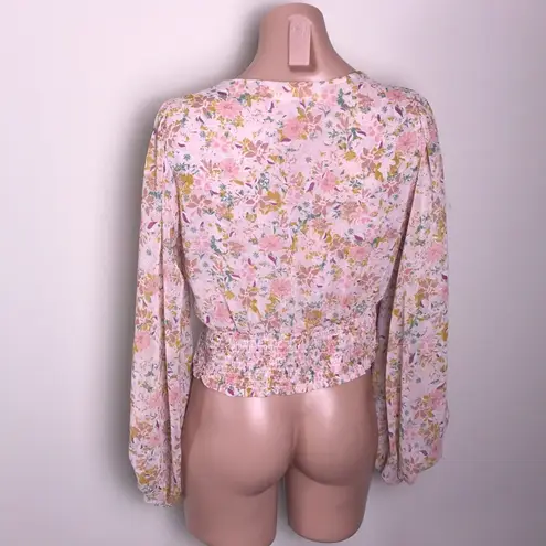 ASTR  the Label Pink Floral Smocked Balloon Top