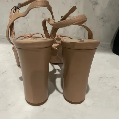 Schutz New! Kelsie Platform Sandal Heel Women Shoe True Beige Leather Size 11