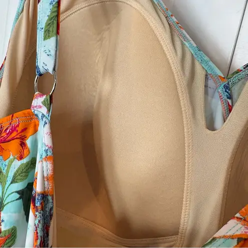 D&Co Blue And Orange‎ Floral Swim Dress Size 30W