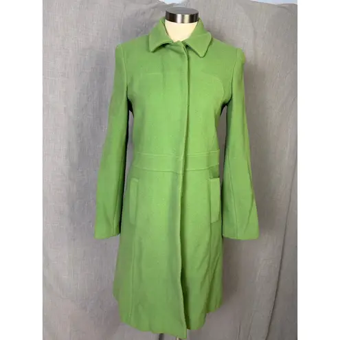 Marvin Richards Marvin Green Mod Wool Coat Minimalist Tailored 60s Revival Knee Length Women's M