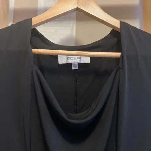 Jones Studio Black Formal and Casual Sleeveless Top with Slightly Ruffled Front