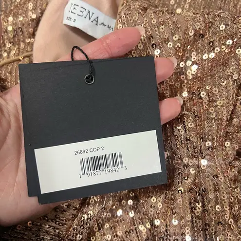 Mac Duggal NWT Copper Sequined High Neck Puff Sleeve Column Gown Size 2 $398