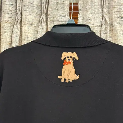 Bechamel Vintage Dog Applique Long Sleeve Polo Black Size M