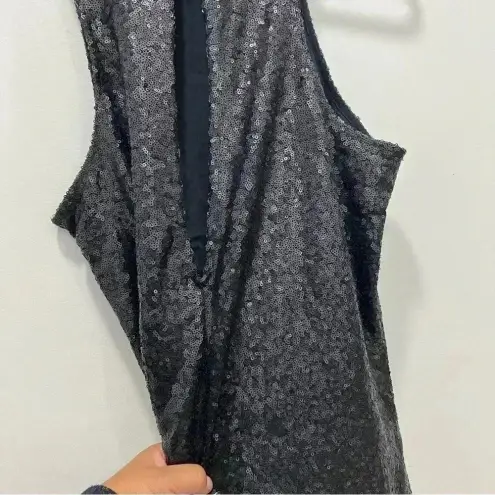 Free People  blue sequin liquid shine mini dress M concert cocktail party