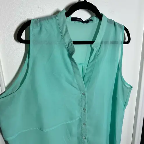 Eloquii  Mint Green Teal Sheer Button Up Tank Top Blouse Size 18W