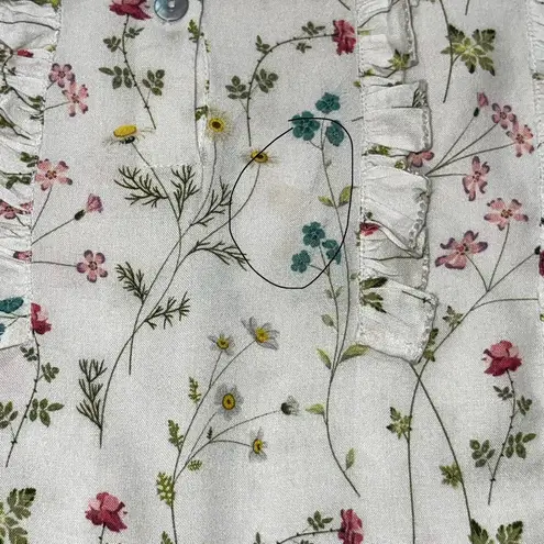 CAROLINA K. Cream Puff Sleeve Blouse with Ruffled Peter Pan Collar White Size M