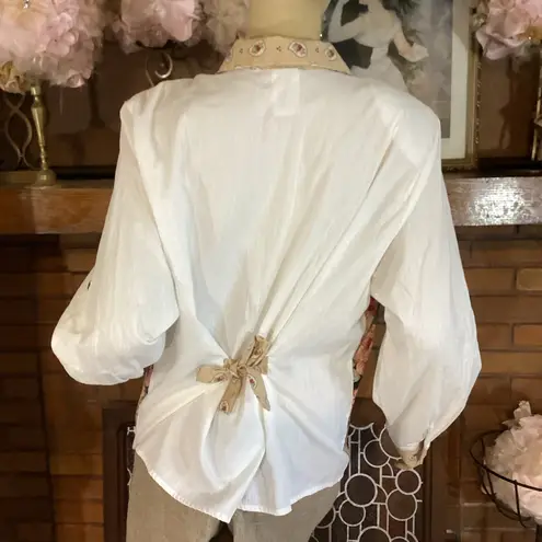 BOBBIE BROOKS WOMAN VINTAGE 1990'S BEIGE & PINK FLORAL PRINT BUTTON DOWN (14)