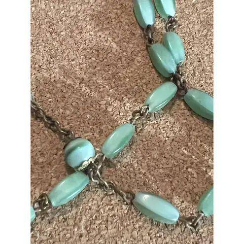 Art Deco Style RosaryAqua Glass Beads Silver