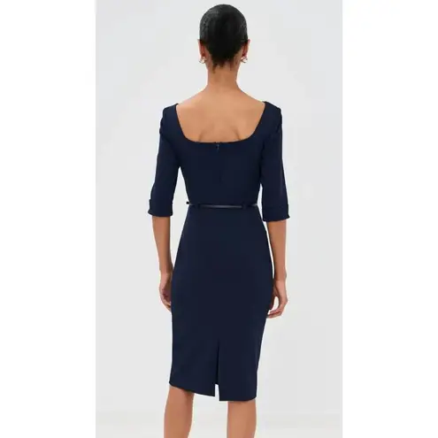 Black Halo NWT Jackie O in Eclipse Stretch Gabardine Belted Sheath Dress 2 $390