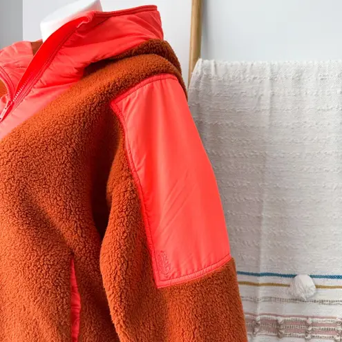Free People Movement Lead The Pack Neon Coral Combo Fleece Oversized Hoodie XS Orange