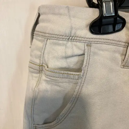 Meltin' Pot women's size 28 streaked light wash low waist roll cuff capri jeans Blue