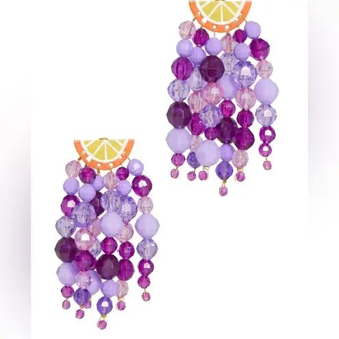 Susan Alexandra Orange Fizz Purple Fruit Statement Earrings Violet EUC