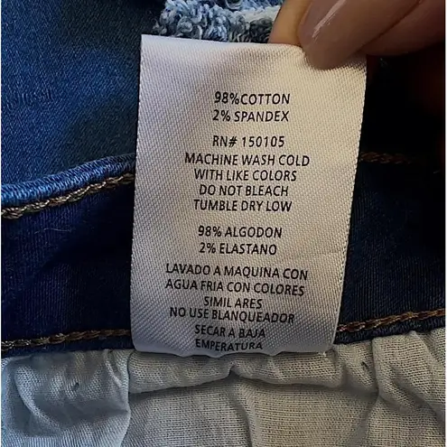 Jeggology Jeggings Womens Medium Blue High Rise Ripped Raw Hem Distressed Size 7 Juniors