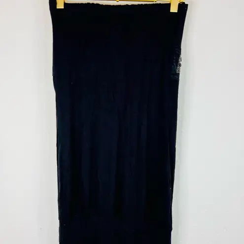 Fashion Magazine Black Tube Dress Small Stretchy 27” Length with Lace Accent