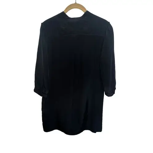 Karina Grimaldi Z/G 100% SILK SHIFT DRESS BLACK Vā NECK SHORT SLEEVE SIZE XS