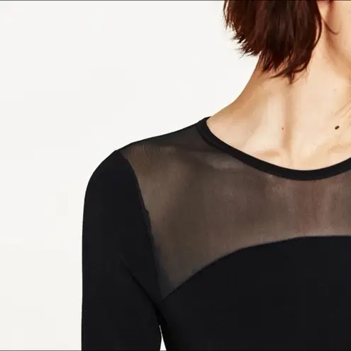 ZARA NWOT  Black Mesh Panel Bodysuit Size M - Image 4