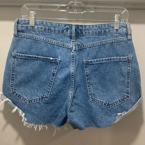 Forever 21 F21 Button-Up Mid-Rise Distressed Denim Blue Jean Concert Shorts - 29