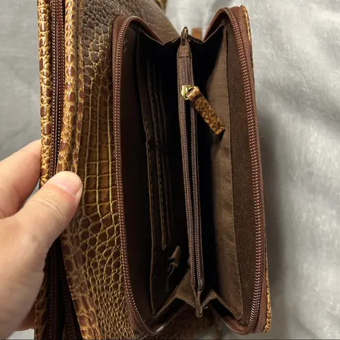 Coldwater Creek Tan Crocodile Embossed Crossbody Bag