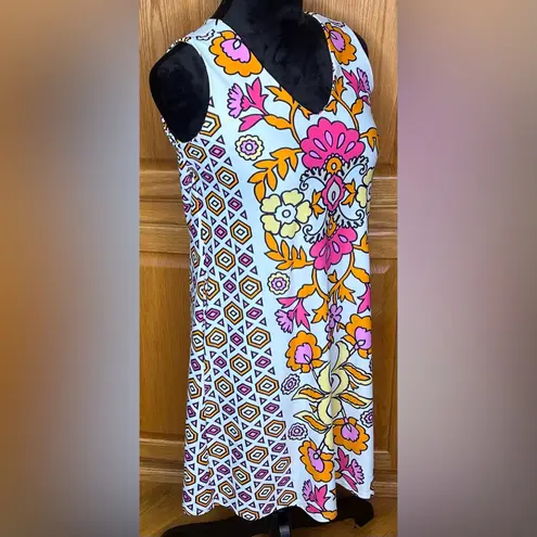 Jude Connally Jacey Floral Damask Paisley Block Bright Geometric Print Dress XS Pink