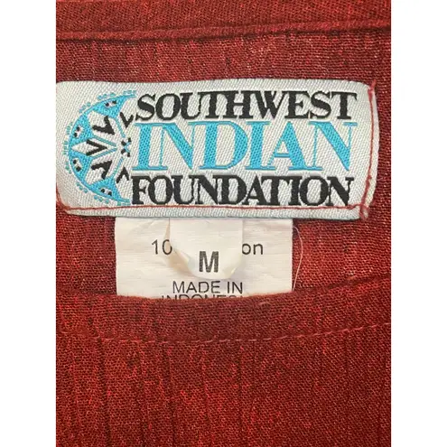 Vintage Southwest Indian Foundation Textured Rust Orange Knit Short Sleeve Top M Red Size M