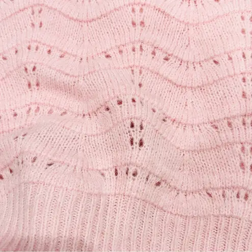 FRNCH NWOT Paris Light Pink Open Cable Knit Turtleneck Sweater