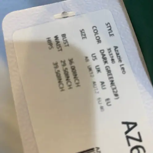 Azazie Leo Bridesmaid Dress Dark Green Formal Gown Ruched Slit Prom Award A6 NWT