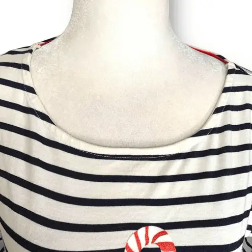 Boden Gingerbread Candy Cane Holiday Stripe Long Sleeve Top Size 4 Festive White