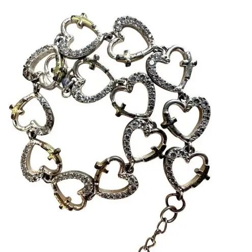 Rhinestone Heart cross Link Bracelet