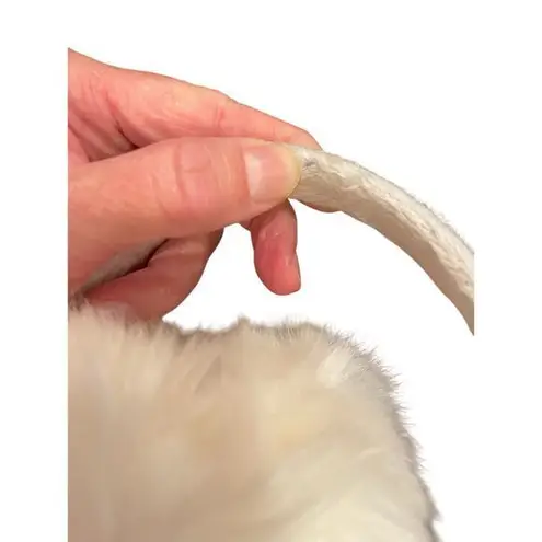 None Cream Oversized Faux Fur Ski Earmuffs with Rhinestone Jewel Headband