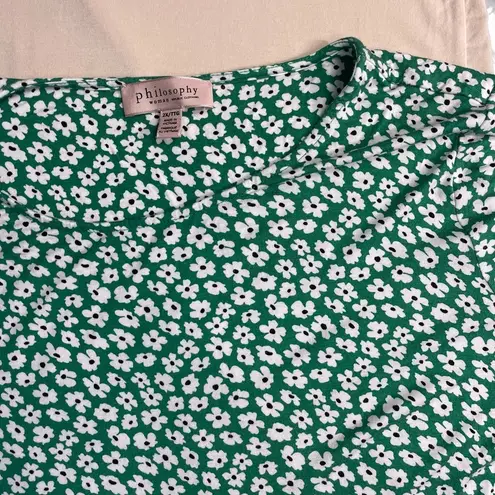 Philosophy Cream and Green Floral Women's Tops